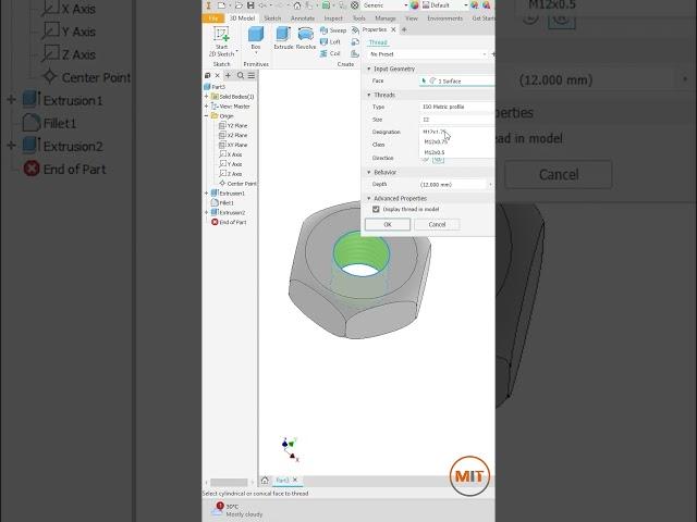 Master the Thread Command in Autodesk Inventor!