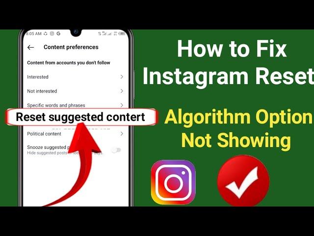 How to Fix Instagram Reset Algorithm Option Not Showing | Reset Instagram Algorithm (2024)