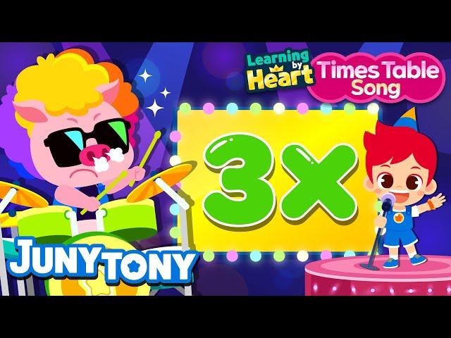 3 Times Table Song | Multiply by 3 | School Songs | Multiplication Songs for Kids | JunyTony