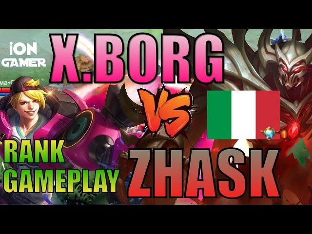 XBORG VS TOP  N.1 GLOBAL ITALY ZHASK - RANK GAMEPLAY - BOT LANE - MOBILE LEGENDS ITALIA -