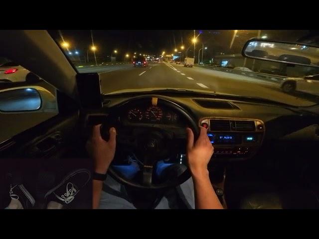 POV Manual Car Evening Highway Drive with Pedal Cam ASMR | HONDA Civic