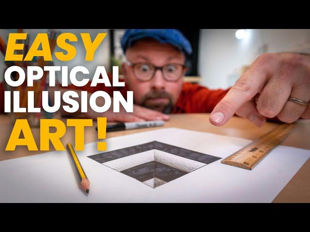 How to make Optical Illusion Art that tricks eyes! A simple art lesson that develops drawing skills.