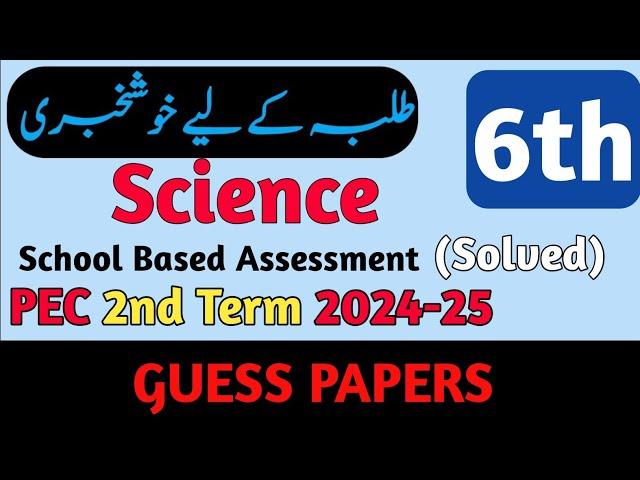 SBA Class 6 Science Paper 2nd Term 2024 | Class 6 Paper Science 2nd Term 2024 | 2nd Term Papers 2024