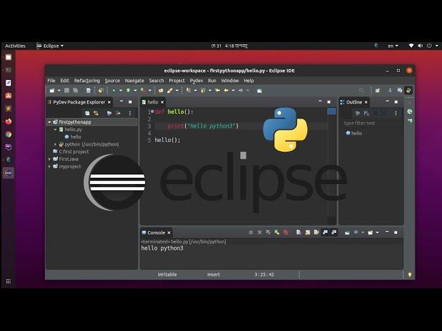 How to install PyDev on eclipse, write Python program , set interpreter and run in Ubuntu 20, 18