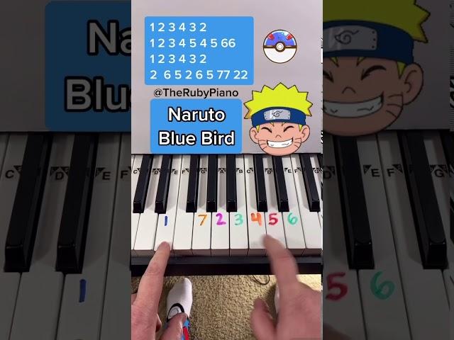 Naruto Blue Bird Piano Easy Tutorial With Numbers #Shorts #piano