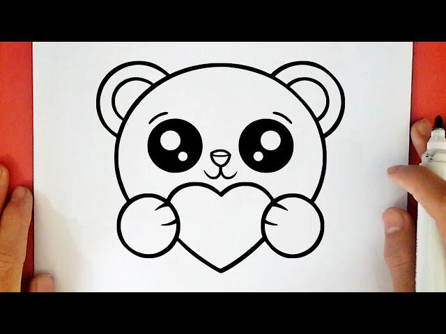 COME DISEGNARE UN ORSO POLARE CON UN CUORE KAWAII