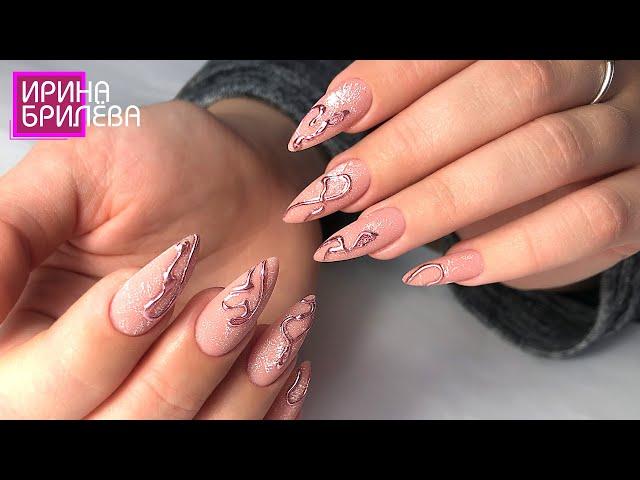 Easy and beautiful Nail design  Hardware manicure  Irina Brilyova