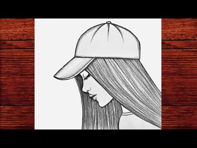 Kolay Şapkalı Kız Çizimi - Kolay Yoldan Şapkalı Güzel Kız Çizimi - Çizim Mektebi Easy Girl Drawing