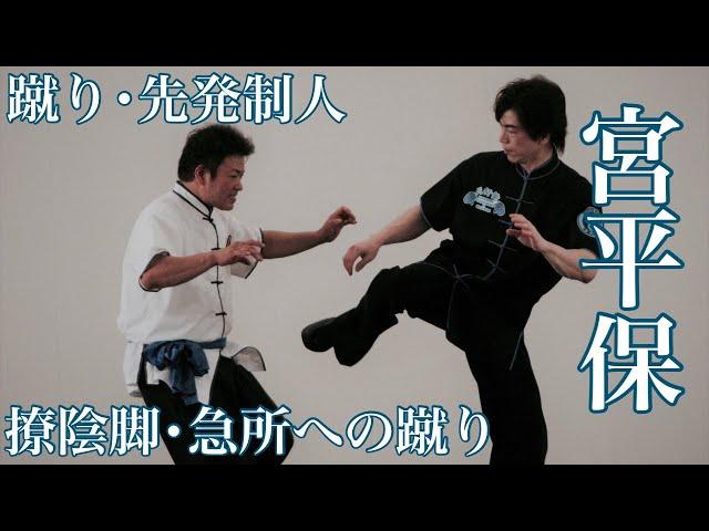 蹴り・踹腿による先発制人  接触からの撩陰脚  宮平保先生  CHINESE KUNG-FU KICK  TECHNIQUE