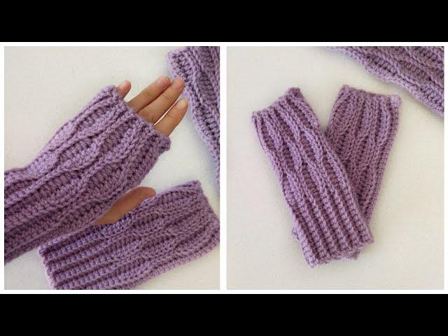 Crochet mitts, honeycomb pattern. knitted fingerless gloves