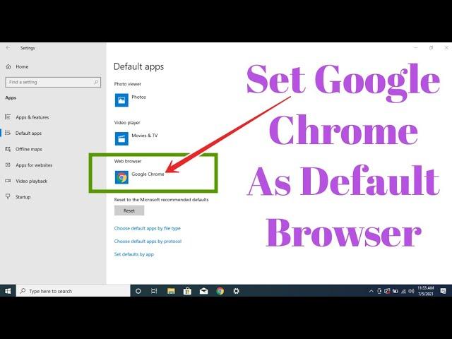 How To Set Google Chrome Default Browser In Windows 10 | Making Chrome Default in Windows 10