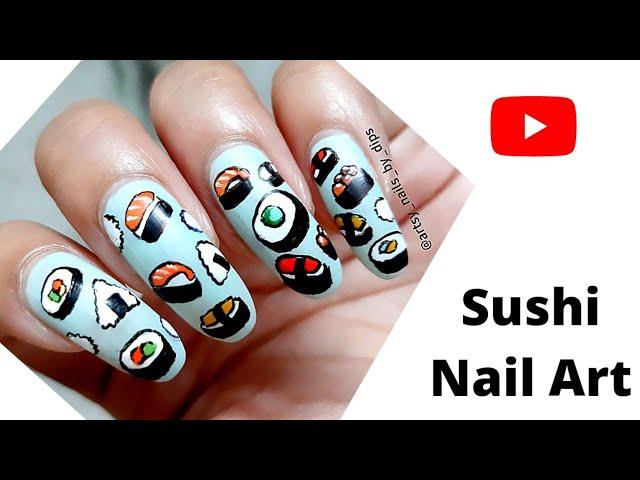 Easy SUSHI Nail Art || Japanese Food Nail Art