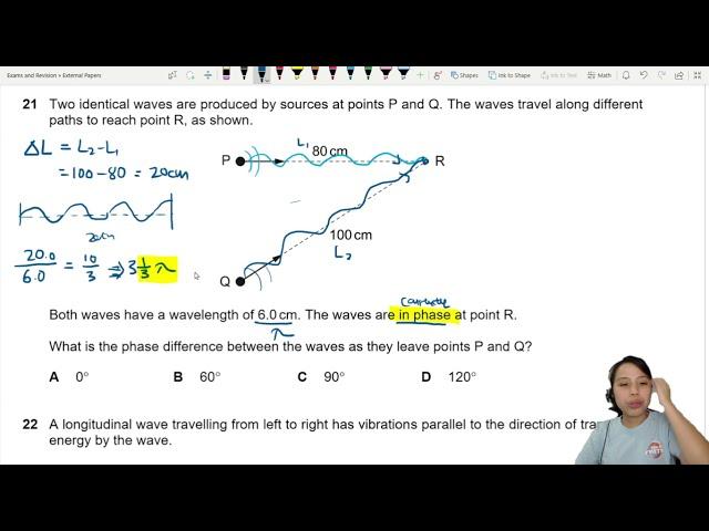 MJ21 P11 Q21 Phase Difference at Wave Sources | May/June 2021 | CAIE A level 9702 Physics