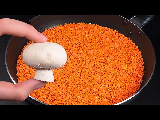 Ich koche diese Linsen dreimal pro Woche! Rezept für Linsen mit Pilzen in der Pfanne! Sehr lecker!