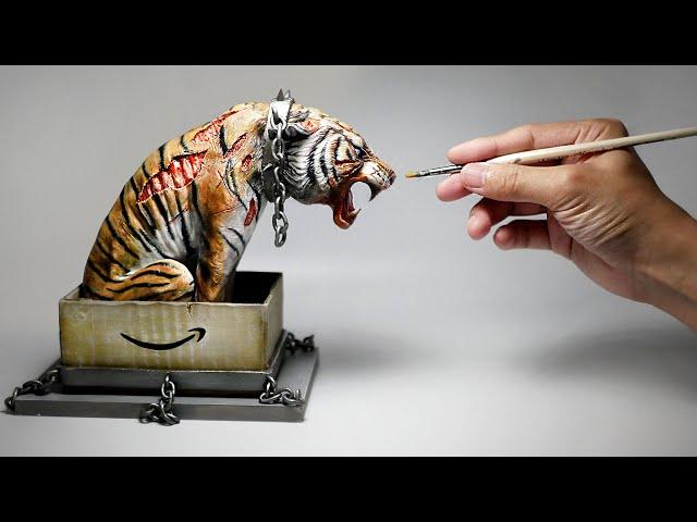 How To Make a Zombie Tiger In a Box Diorama / Polymer Clay