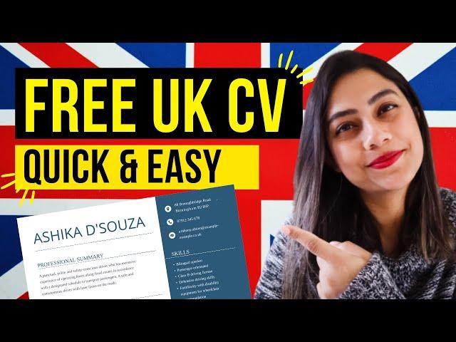 HOW TO MAKE A CV   EASILY & IN MINUTES | Free UK CV Template 2022  | CV Format for Jobs