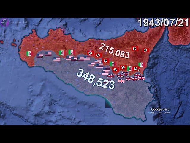 Allied Invasion of Sicily in 1 minute using Google Earth