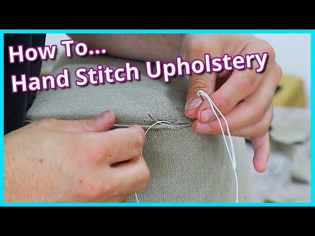 HOW TO HAND STITCH UPHOLSTERY | REUPHOLSTERING A FOOTSTOOL CORNERS | FaceliftInteriors