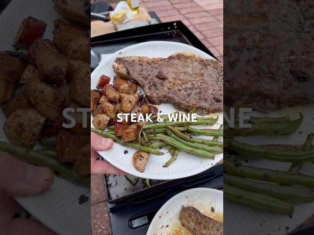 Nothing quite like the classic steak, potato and green beans #blackstone #griddle #flattop #nystrip