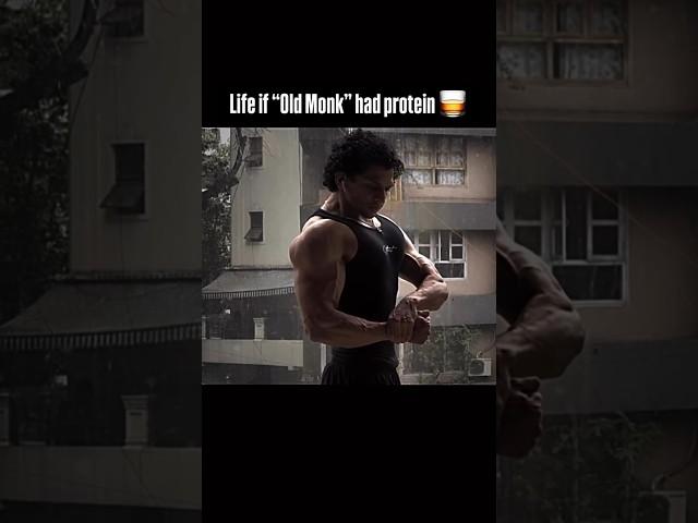 Old monk  #gym #bodybuilding #gymrat #oldmonk #rum #alcohol #posing #aesthetic #relatabl 
