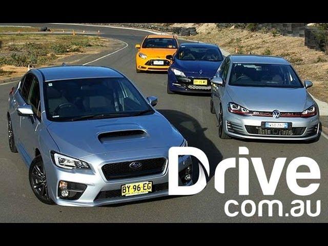 Subaru WRX v Volkswagen Golf GTI v Ford Focus ST v Renault Megane RS265 2014 | Drive.com.au