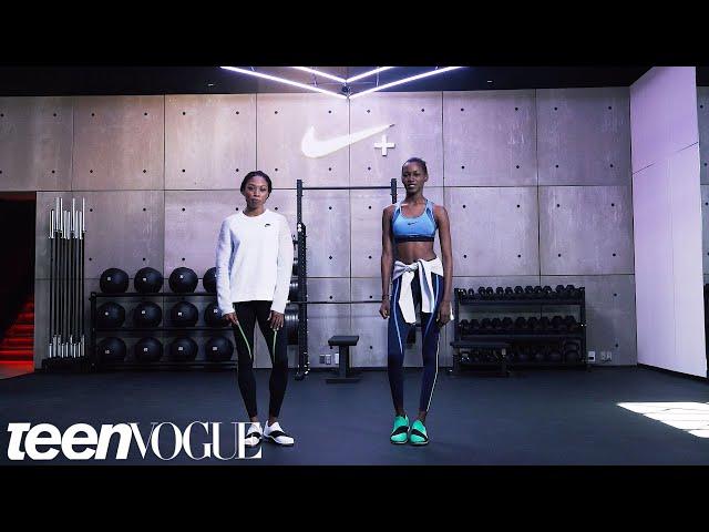 Olympic Gold Medalist Allyson Felix Teaches Some Moves to Model Kai Newman