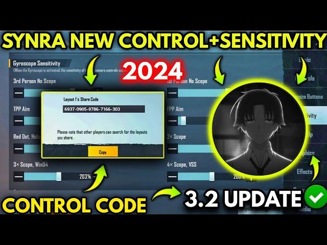 UPDATE 3.2 SYNRA NEW BEST SENSITIVITY + CODE AND BASIC SETTING CONTROL PUBG MOBILE