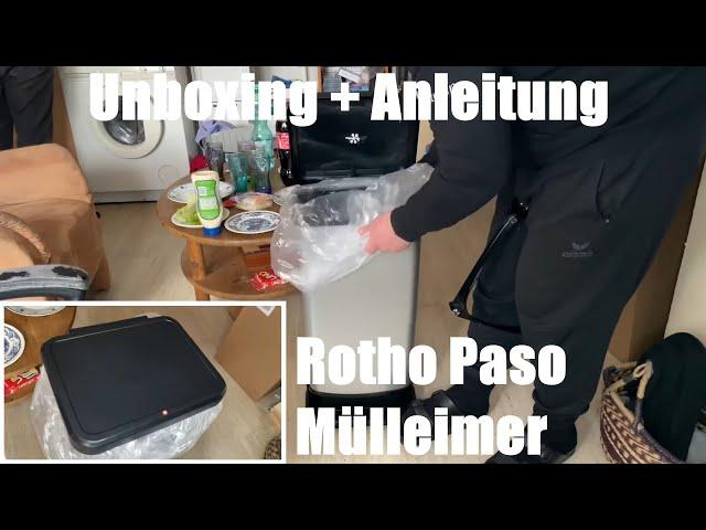 Rotho Paso Mülleimer 40l mit Pedal und Deckel (PP) BPA-frei, 40 Liter Unboxing und Anleitung