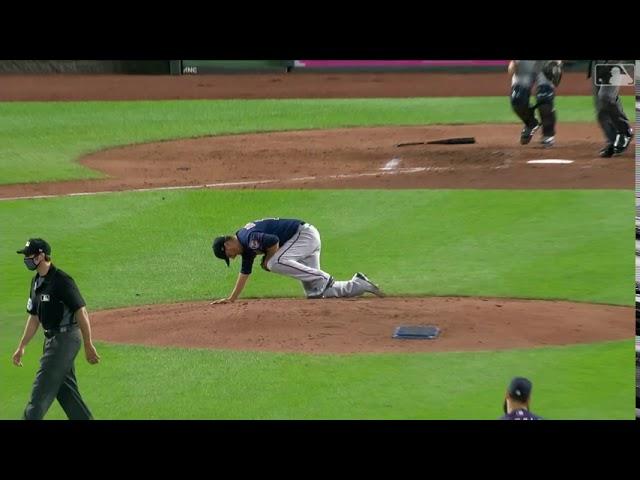 Jake Odorizzi hit by comebacker: 8/21/2020