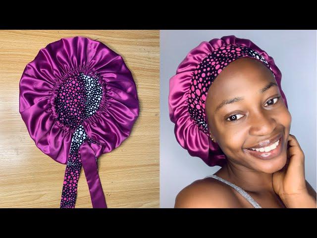 DIY: HOW TO MAKE A REVERSIBLE ELASTIC HAIR BONNET WITH REVERSIBLE BAND.