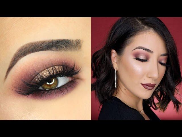 Cranberry & Gold Halo Smokey Eye & Vampy Lips Makeup Tutorial