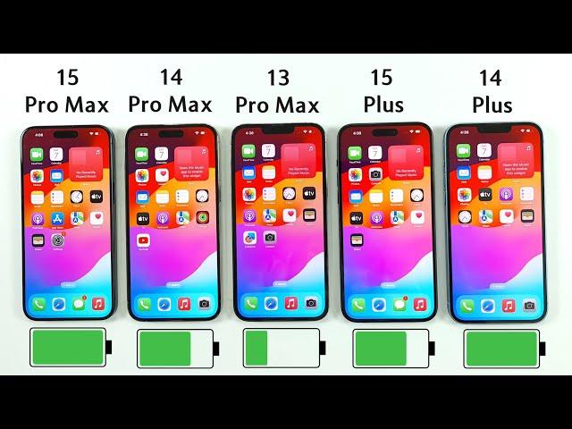 iPhone 15 Pro Max vs 14 Pro Max vs 13 Pro Max vs 15 Plus vs 14 Plus Battery Test | iOS 17 BATTERY