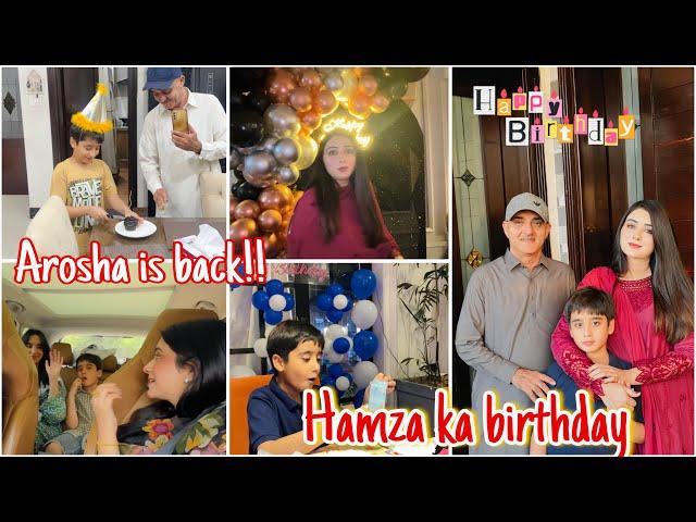 Arosha is back-Hamza ka 8th Birthday  Huge Gifts unboxing in Hotel 