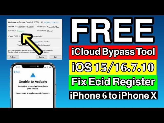 FREE iCloud Activation Lock iOS 16.7.10-iOS 15.8.3 | Fix Ramdisk Boot Write  SN By Broque Ramdisk |