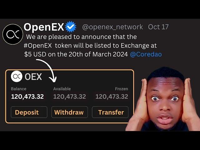 OpenEX = $5 | OpenEX Withdraw Date | Coredao Cooking | OpenEX Mining | CORE New Price $6,500