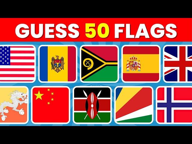 Guess The Flag Quiz  | Easy, Medium, Hard, Impossible Level | 50 Flag of Country Quiz Challenge