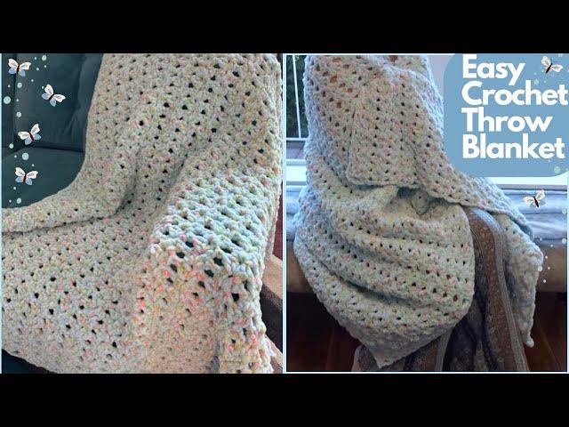 Easy Crochet Blanket | Crochet Beginner Blanket | How to Crochet an Easy Blanket or a Throw