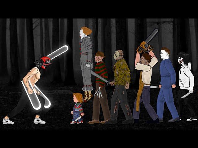 CHAINSAW MAN vs Jason voorhees, IT Pennywise, Freddy, Michael myers, Leatherface, Chucky, Jeff [Dc2]