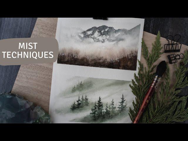 WATERCOLOR MIST IN TWO EASY STEPS FOR BEGINNERS/ BEGINNER WATERCOLOR LANDSCAPE AND TUTORIAL