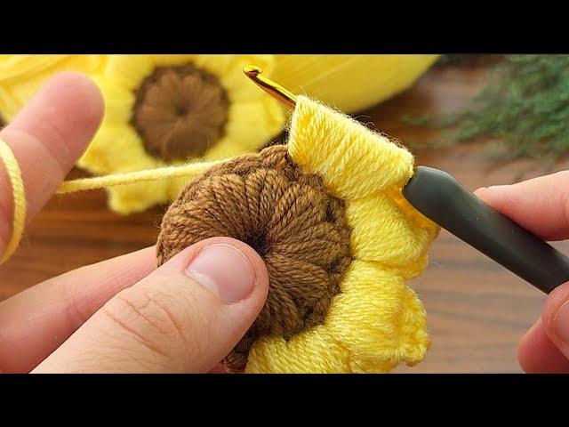 very easy sunflower model explanation online tutorial  #crochet #knit tasarım @elisisevdas1213