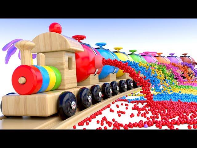 Colors with Preschool Toy Train and Color Balls - Shapes & Colors Collection for Children