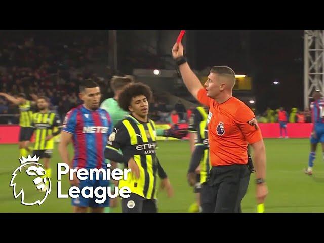 Rico Lewis sent off for second yellow card against Crystal Palace | Premier League | NBC Sports