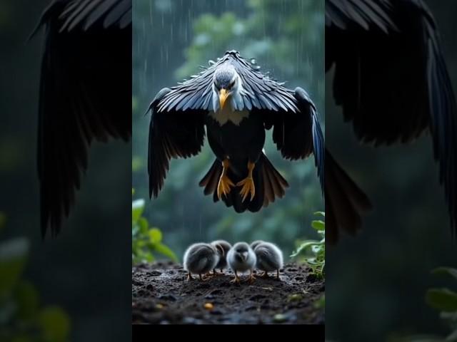 ️ #WildlifeWonder #BirdNest | Mother Sparrow Shields Her Chicks from Rain! 