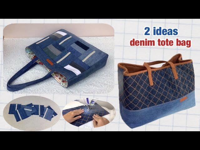 sewing ideas large denim tote bag tutorial from scrap old jeans,shopping bag patterns