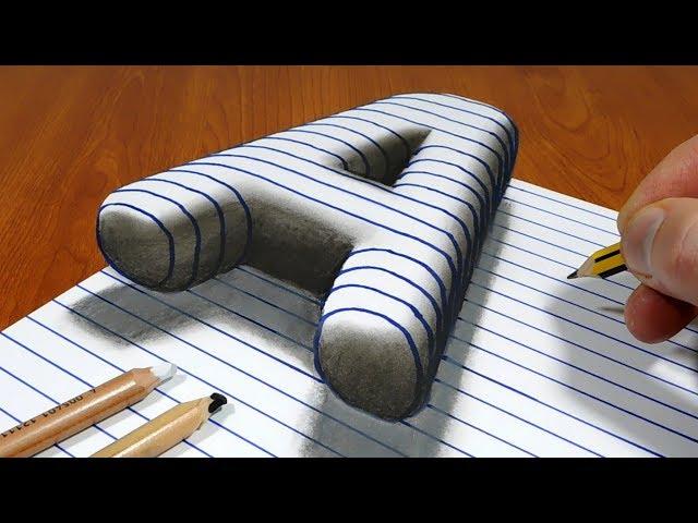 3D Trick Art On Line Paper, Floating Letter A