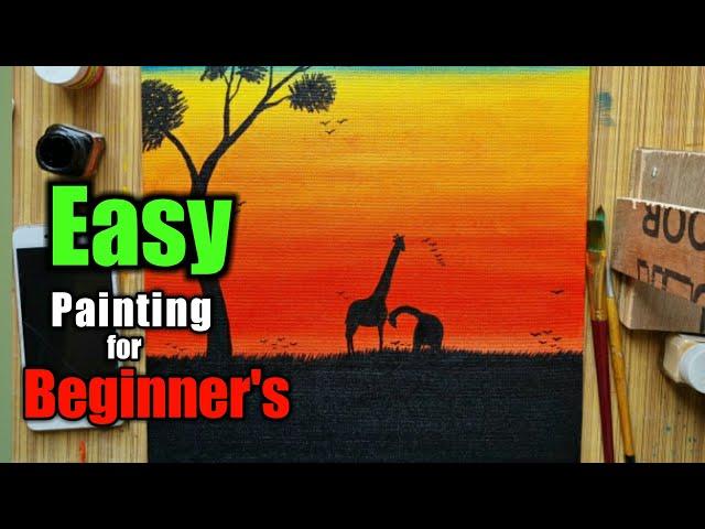 Acrylic Painting For Beginners/acrylic painting tutorial / painting shorts /Sunset painting #2023