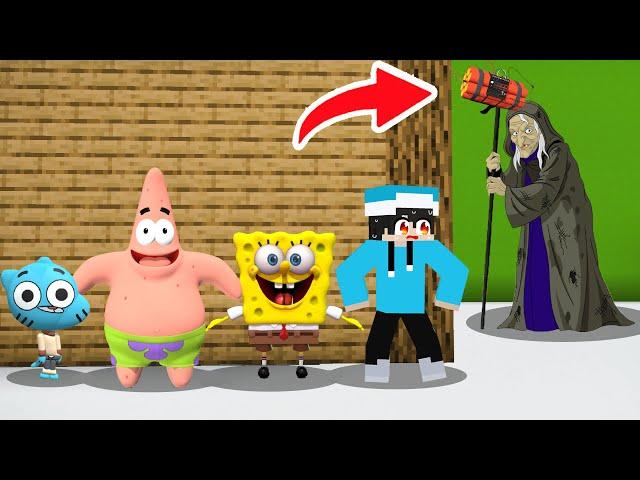 ماين كرافت لكن أنا وسبونج بوب وبسيط وغامبول مقلبنا المشعوذة !!؟ 