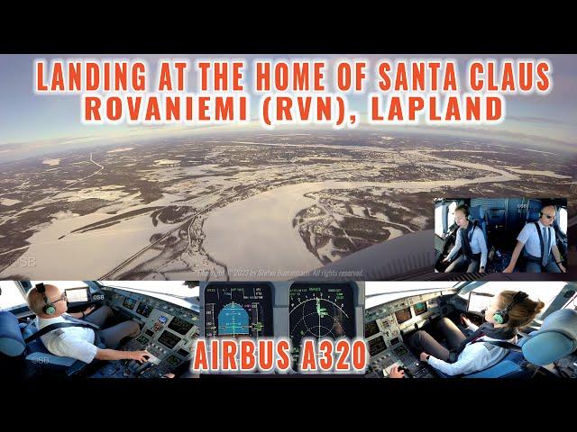 ROVANIEMI (RVN)| Airbus A320 flying to SANTA CLAUS: Cockpit views of approach + landing in Lapland