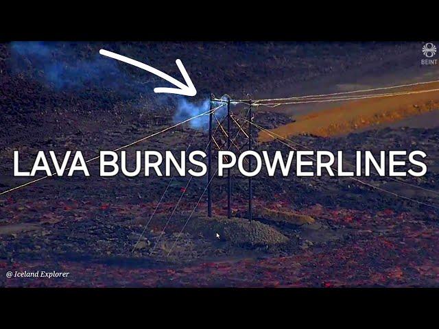 Lava destroys electric powerlines to Grindavik. Northernmost flow reached Blue Lagoon road! 29.05.24