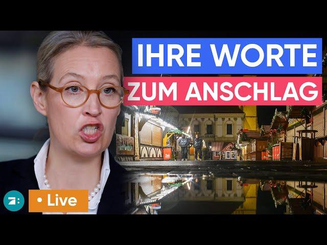 Nach Anschlag in Magdeburg: Alice Weidel äußert sich auf AfD-Kundgebung